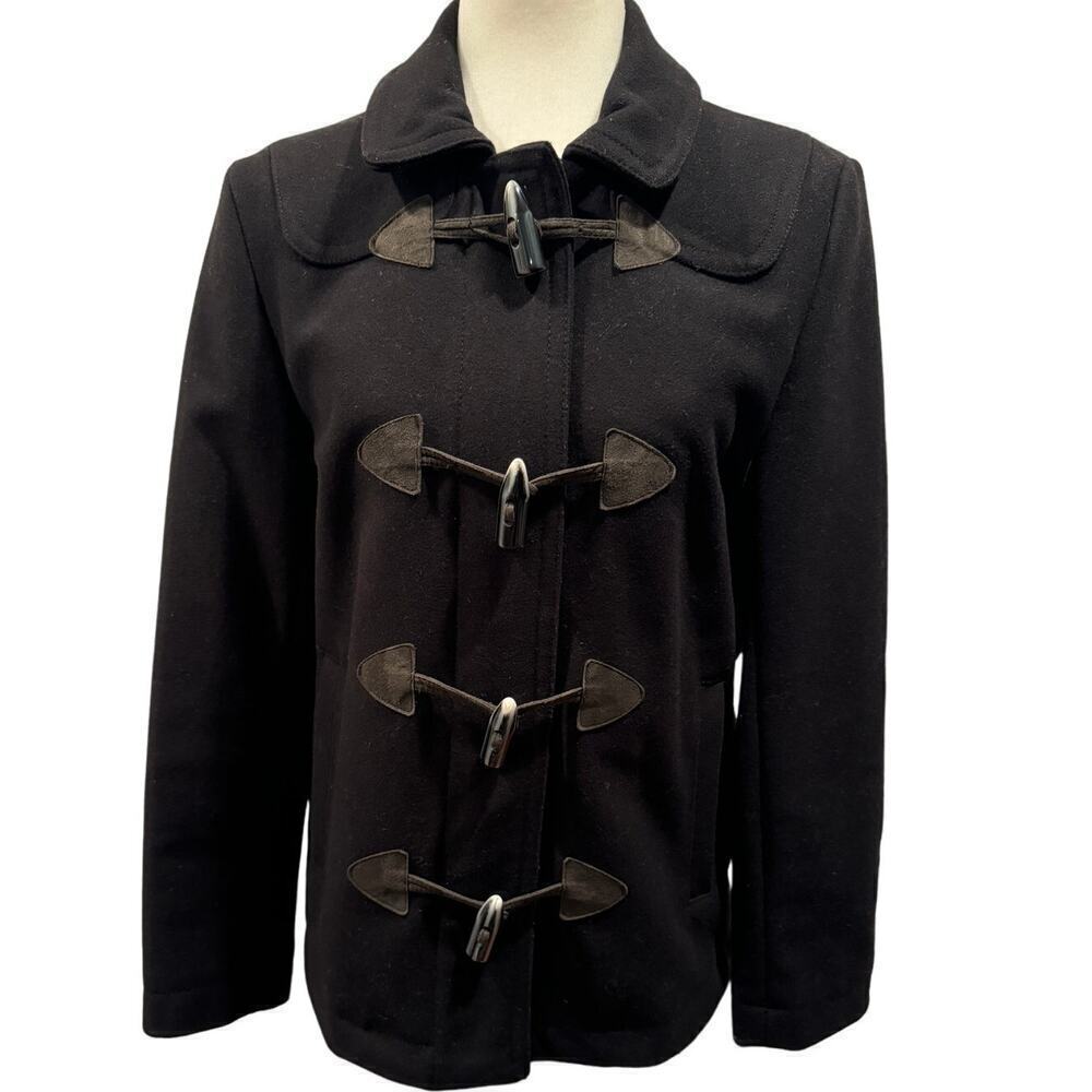 GAP Women's Fully Lined Black Wool Pea Coat - Size Medium